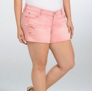 Torrid Size 18 Pink Ripped Jean Shorts